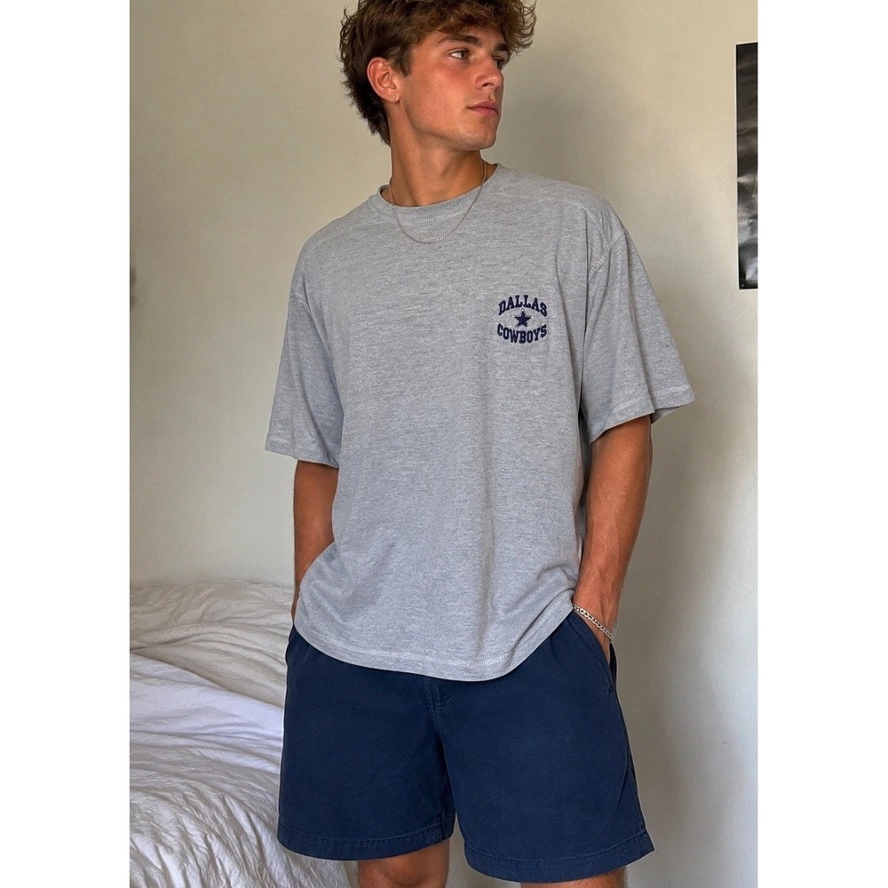 VTG 90s Dallas Cowboys NFL L Shirt Men's Gray Embroidered Boxy Fit Y2K Football
